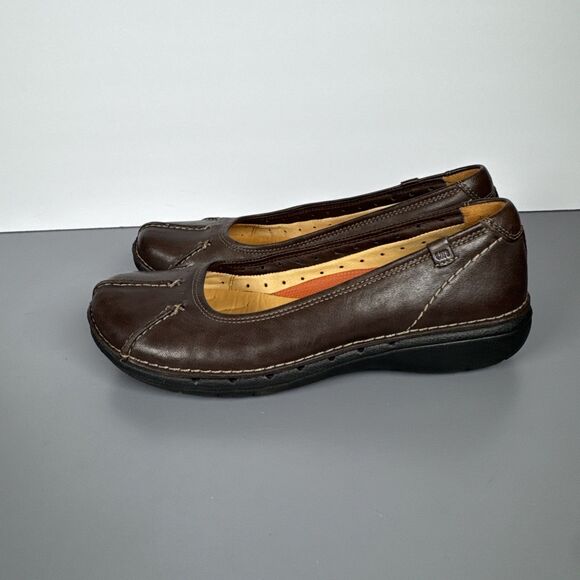 Clarks Unstructured Womens Rosily Brown‎ Leather Slip On Shoes Size 6 M Comfort - Picture 6 of 10